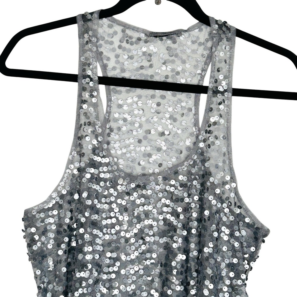 Y2k Fairy Sheer Mesh Sequin Tank Top Medium Festival Boho Chic Clubwear Disco - Picture 4 of 7